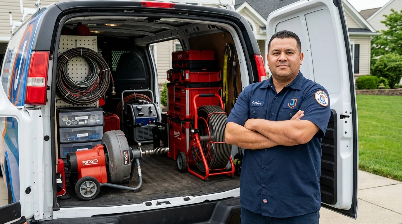 Professional drain cleaning equipment and Johns Plumbing LLC plumber in Clyde