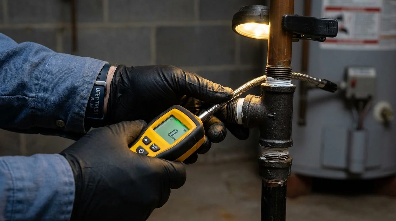Gas leak detection with electronic sniffer by Johns Plumbing LLC in Clyde