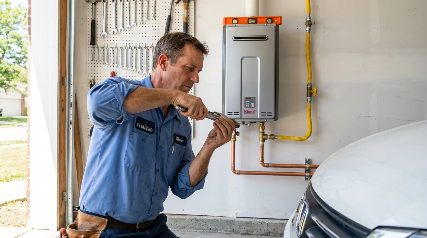 Tankless water heater installation by a Johns Plumbing LLC plumber in Clyde