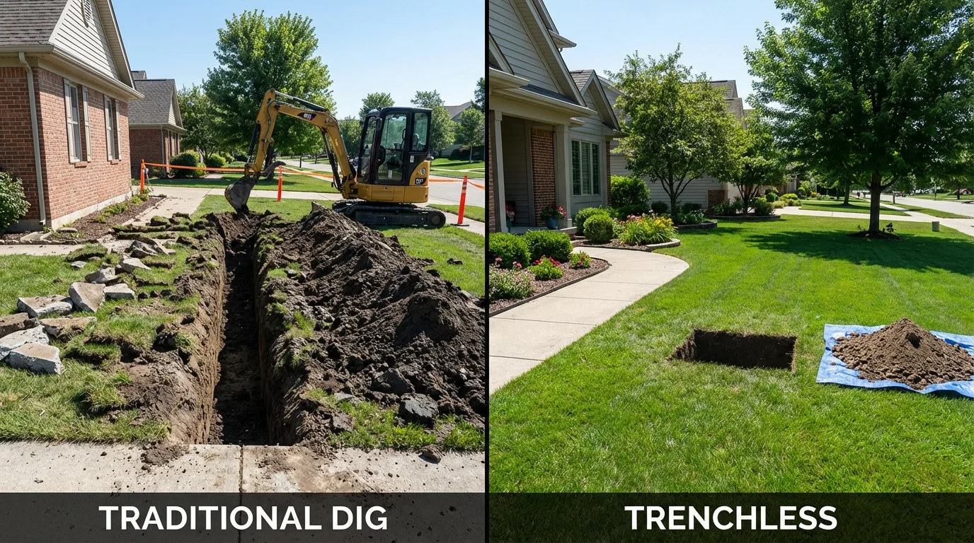Trenchless sewer repair with minimal yard damage versus traditional excavation in Clyde, TX